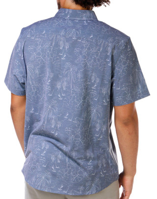 Thumbnail 3: FLAG AND ANTHEM Men's Short Sleeve Richfield Palm Print Button Down Shirt 