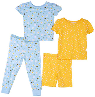 Thumbnail 1: Little Me Little Me Toddler Girls 4 Pc Bee Daisy Dots Pajama Set 