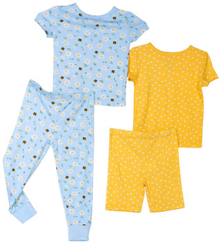 Thumbnail 3: Little Me Little Me Toddler Girls 4 Pc Bee Daisy Dots Pajama Set 