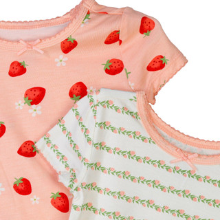 Thumbnail 2: Little Me Little Me Toddler Girls 4 Pc Strawberry Stripe Pajama Set 
