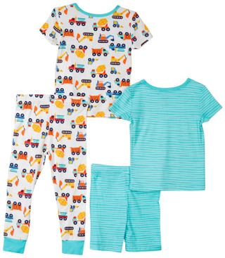 Thumbnail 2: Little Me Little Me Toddler Boys 4 Pc Construction Stripes Pajama Set 