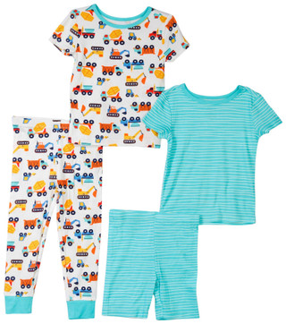 Thumbnail 1: Little Me Little Me Toddler Boys 4 Pc Construction Stripes Pajama Set 