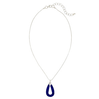 Thumbnail 1: Bay Studio Bay Studio Open Blue Teardrop Silver Necklace 