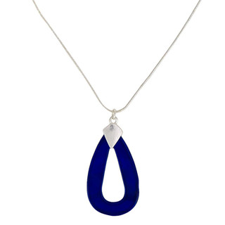 Thumbnail 2: Bay Studio Bay Studio Open Blue Teardrop Silver Necklace 