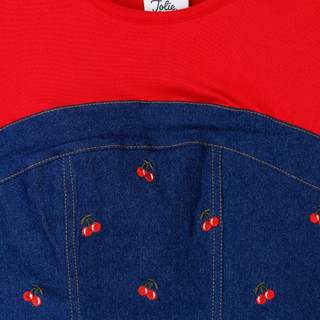 Thumbnail 2: Jolie & Joy Jolie & Joy Girls Denim Embroidery Crew Neck Top 