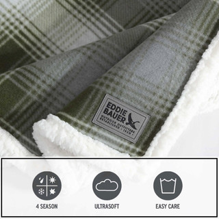 Thumbnail 4: Eddie Bauer Nordic Plaid Reversible Throw 