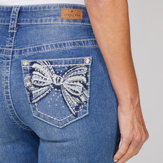 Thumbnail 2: GEMMA RAE Gemma Rae Juniors Bow Bling Boot Cut Jeans 