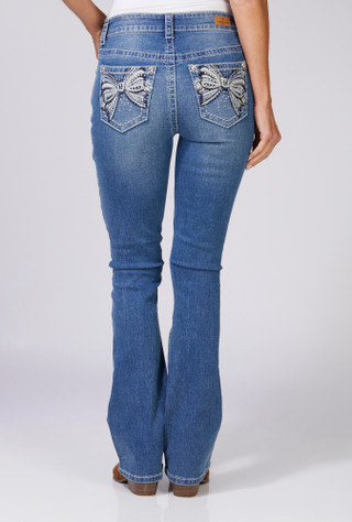 Thumbnail 3: GEMMA RAE Gemma Rae Juniors Bow Bling Boot Cut Jeans 
