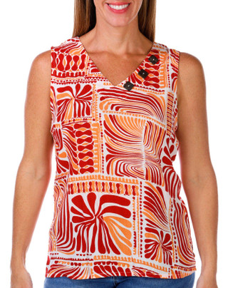 Thumbnail 1: Coral Bay Coral Bay Womens Sleeveless Print V-Neck Crepon Top 