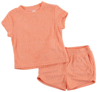Thumbnail 1: 90 Degree 90 Degree Toddler Girl 2 Pc Terry Embossed Short Set 