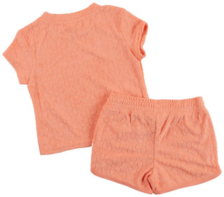 Thumbnail 2: 90 Degree 90 Degree Toddler Girl 2 Pc Terry Embossed Short Set 