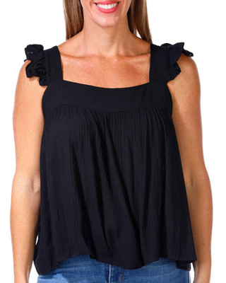 Thumbnail 1: BUNULU Bunulu Womens Flutter Sleeve Tie Back Top 