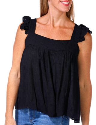 Thumbnail 4: BUNULU Bunulu Womens Flutter Sleeve Tie Back Top 