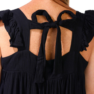 Thumbnail 2: BUNULU Bunulu Womens Flutter Sleeve Tie Back Top 