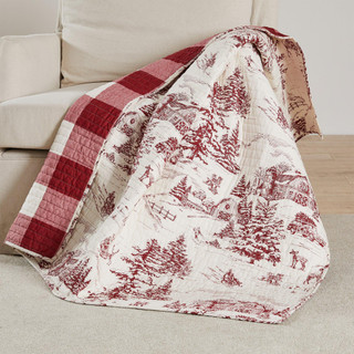 Thumbnail 2: Levtex Home Levtex Home Winter Sleigh Ride Red Reversible Quilted Throw 