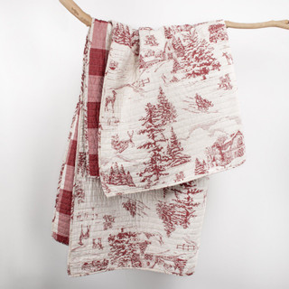 Thumbnail 4: Levtex Home Levtex Home Winter Sleigh Ride Red Reversible Quilted Throw 