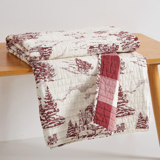 Thumbnail 3: Levtex Home Levtex Home Winter Sleigh Ride Red Reversible Quilted Throw 