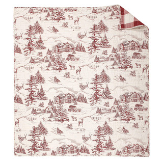 Thumbnail 5: Levtex Home Levtex Home Winter Sleigh Ride Red Reversible Quilted Throw 