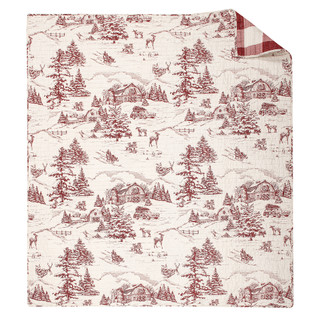 Thumbnail 5: Levtex Home Levtex Home Winter Sleigh Ride Red Reversible Quilted Throw 