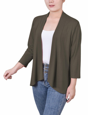 Thumbnail 3: NY COLLECTION NY Collection Womens Petite Solid 3/4 Sleeve Cardigan 