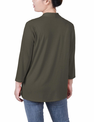 Thumbnail 2: NY COLLECTION NY Collection Womens Petite Solid 3/4 Sleeve Cardigan 