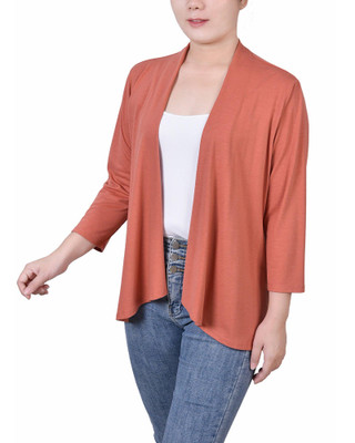 Thumbnail 3: NY COLLECTION NY Collection Womens Petite Solid 3/4 Sleeve Cardigan 