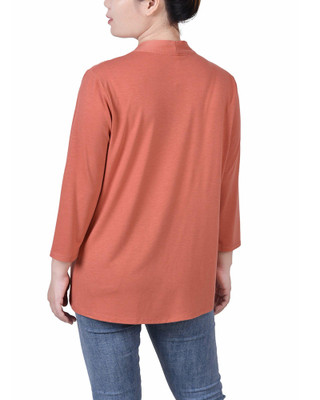 Thumbnail 2: NY COLLECTION NY Collection Womens Petite Solid 3/4 Sleeve Cardigan 