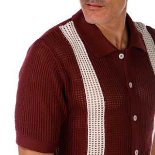 Thumbnail 2: Massive Massive Mens Short Sleeve Crochet Button Down Shirt 