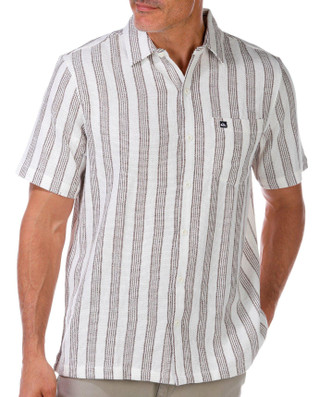 Thumbnail 4: Quiksilver Quiksilver Men's Short Sleeve Buttoned Stripe Texture Shirt 