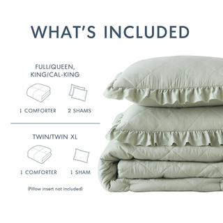 Thumbnail 14: 510 Design 510 Design Phoebe Diamond Quilted Ruffle Edge Comforter Set 
