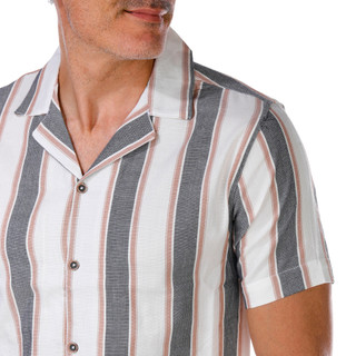 Thumbnail 2: Burnside Burnside Men's Short Sleeve Buttoned Stripe Texture Shirt 