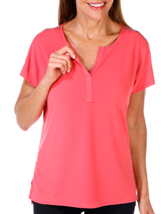 Thumbnail 1: CARMEN MARC VALVO Carmen Marc Valvo Womens Short Sleeve Solid Top 
