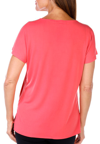 Thumbnail 3: CARMEN MARC VALVO Carmen Marc Valvo Womens Short Sleeve Solid Top 
