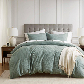 Thumbnail 6: 510 Design 510 Design Mina Waffle Weave Textured Duvet Cover Set 