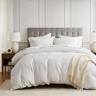 Thumbnail 6: 510 Design 510 Design Mina Waffle Weave Textured Duvet Cover Set 
