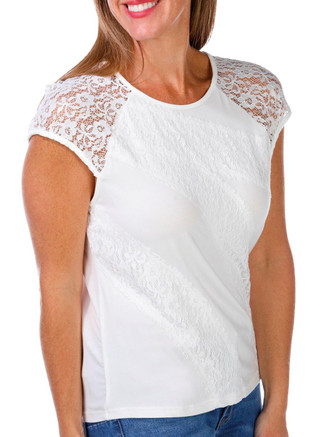 Thumbnail 4: Nicole Miller Nicole Miller Womens Short Sleeve Lace Top 