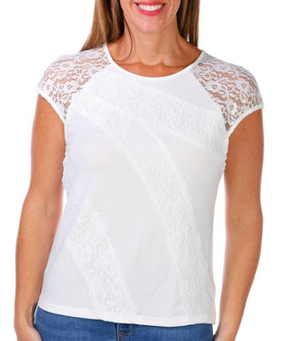 Thumbnail 1: Nicole Miller Nicole Miller Womens Short Sleeve Lace Top 