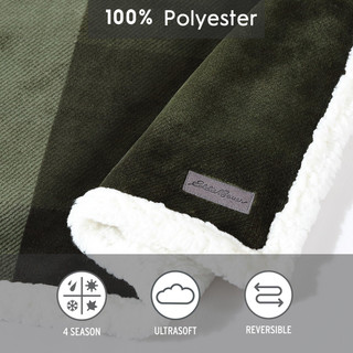 Thumbnail 6: Eddie Bauer Eddie Bauer Pine Plaid Ultra Plush Fleece Reversible Throw 