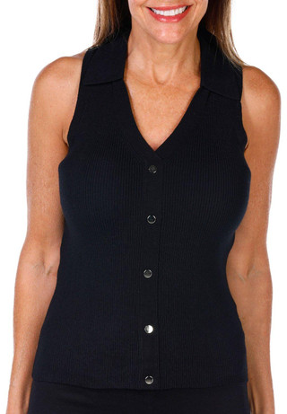 Thumbnail 1: TRUTH Truth Petite Sleeveless Knit Button Down Top 