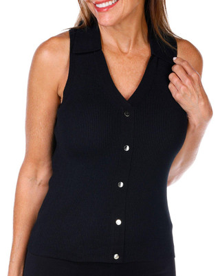 Thumbnail 4: TRUTH Truth Petite Sleeveless Knit Button Down Top 