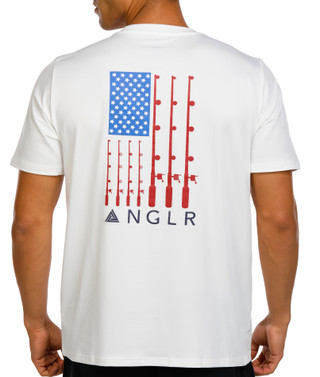 Thumbnail 2: Anglr ANGLR Mens Short Sleeve Reel Flag Tee Shirt 