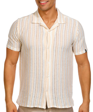 Thumbnail 1: Modern Culture Modern Culture Mens Crochet Kayson Stripe Button Down 