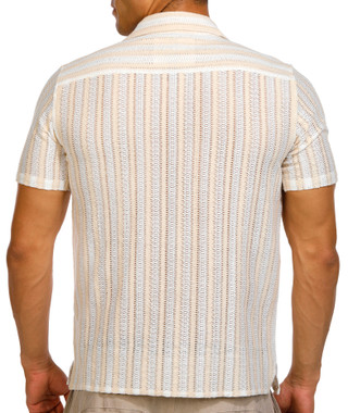 Thumbnail 2: Modern Culture Modern Culture Mens Crochet Kayson Stripe Button Down 