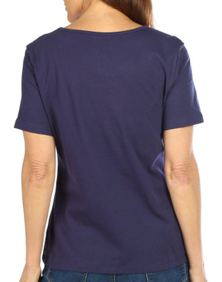 Thumbnail 2: Coral Bay Coral Bay Petite Solid Scoop Neck Short Sleeve Top 