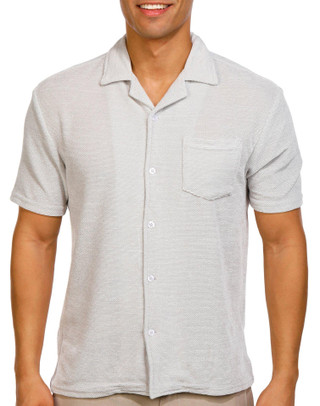 Thumbnail 1: Massive Massive Mens Short Sleeve Chenille Button Down Shirt 