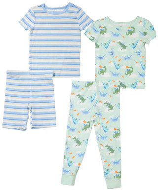 Thumbnail 1: Little Me Little Me Toddler Boys 4 Pc Dragon Stripe Pajama Set 