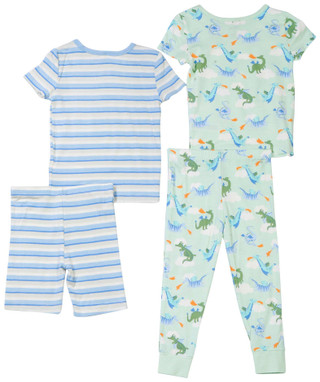 Thumbnail 3: Little Me Little Me Toddler Boys 4 Pc Dragon Stripe Pajama Set 