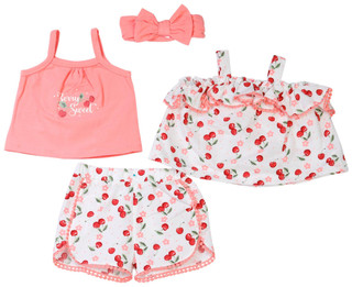 Thumbnail 1: Catherine Malandrino Catherine Malandrino Baby Girls 4 Pc Searsucker Short Set 