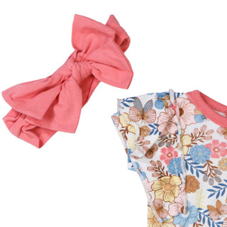 Thumbnail 2: DREAMGRO DreamGro Baby Girls 3 Pc Bodysuit Pant Headband Set 