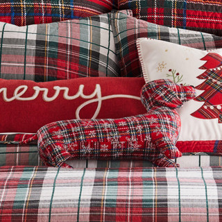 Thumbnail 2: Levtex Home Levtex Home 12 x 20 Spencer Plaid Red Dog Pillow 